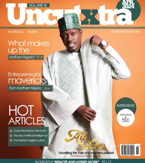 UncutXtra Magazine Volume 16 cover showing a man in traditional Nigerian attire against a vibrant orange background, labelled ‘Entrepreneur Issue