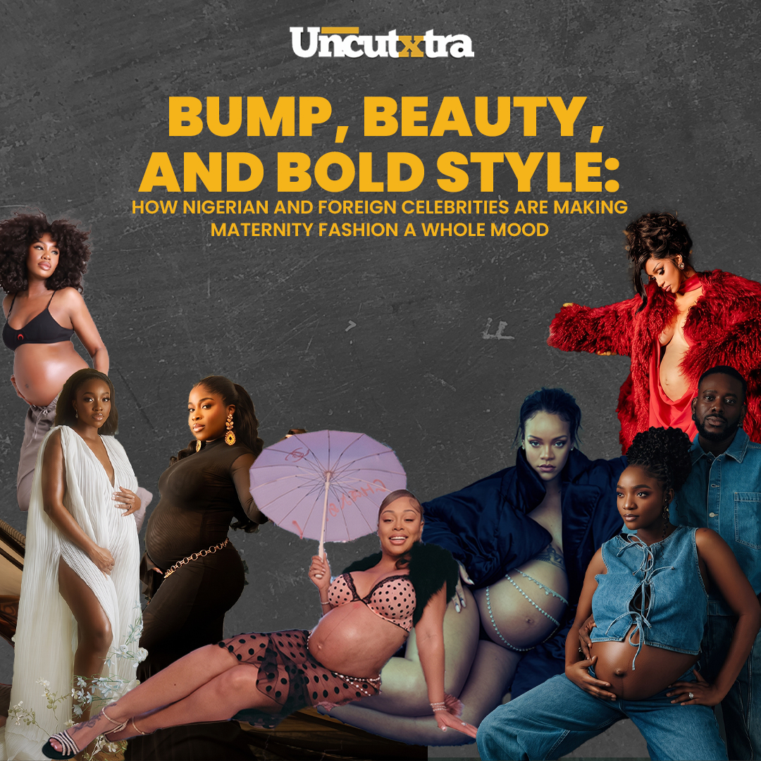 Nigerian celebrity maternity fashion collage 2026
