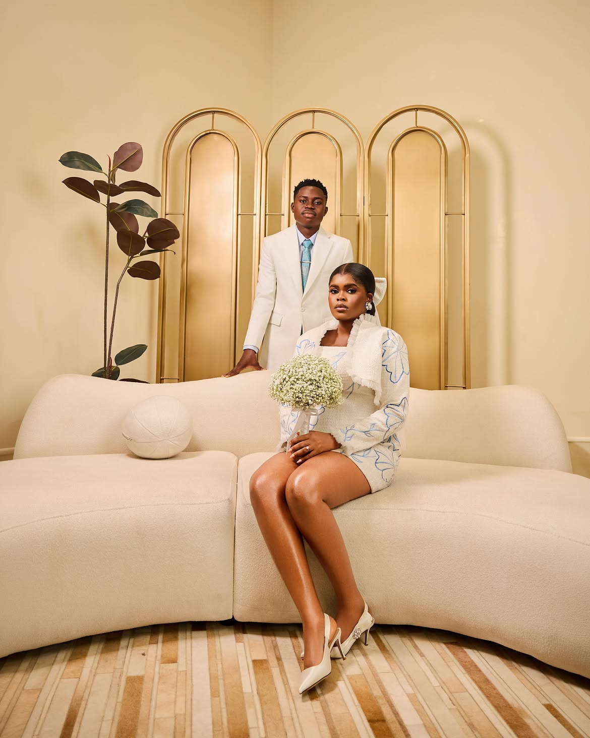 Jarvis and Peller's civil wedding outfit