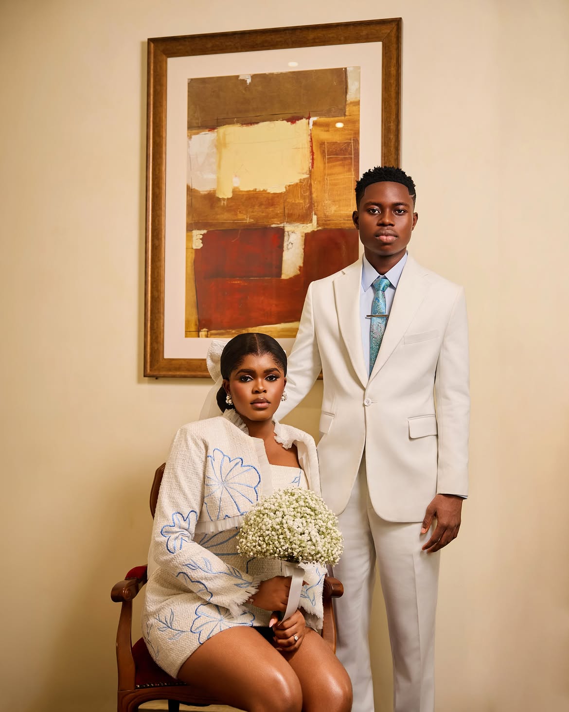 Jarvis and Peller's civil wedding outfit