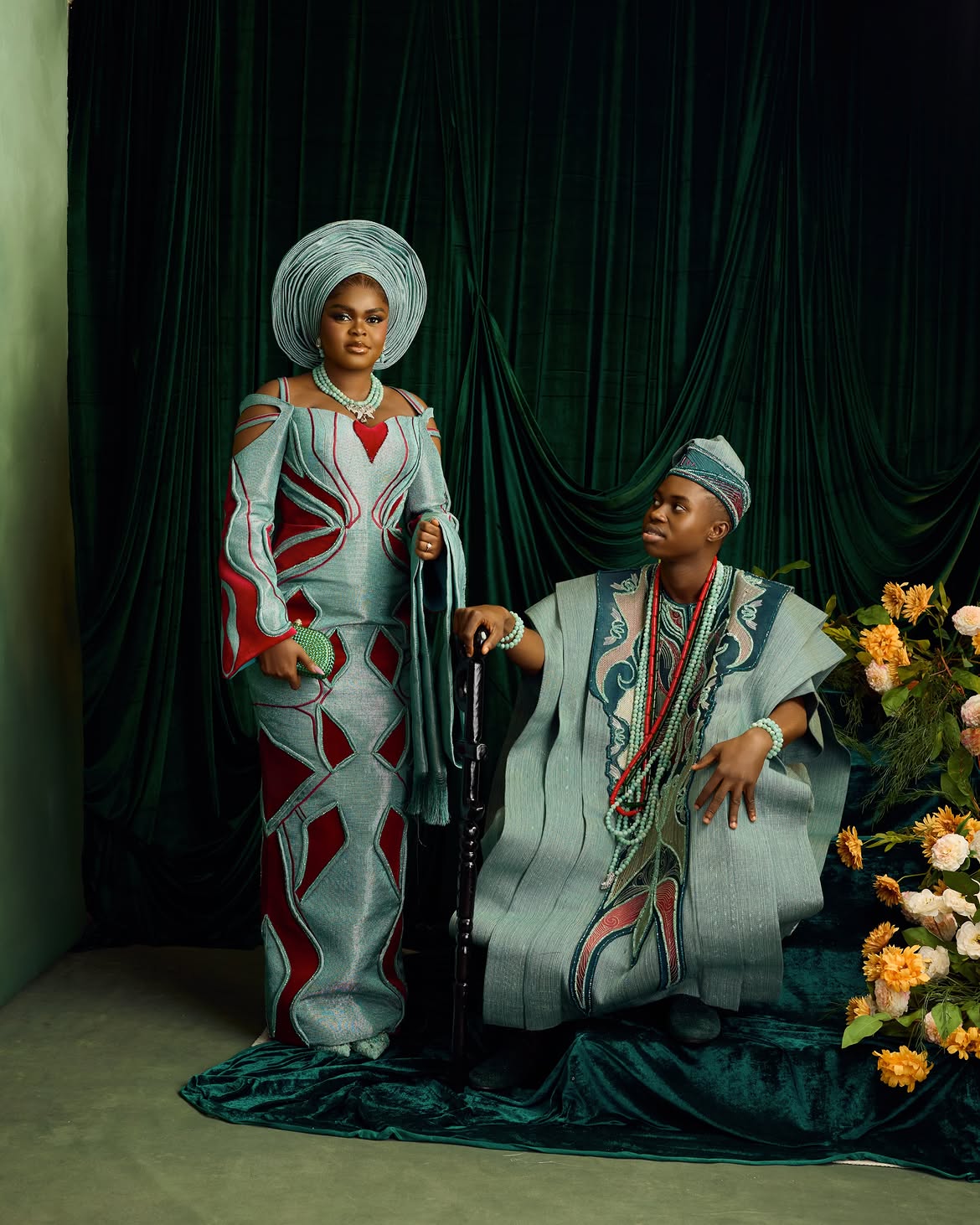 Jarvis and Peller's Aso-oke wedding outfit