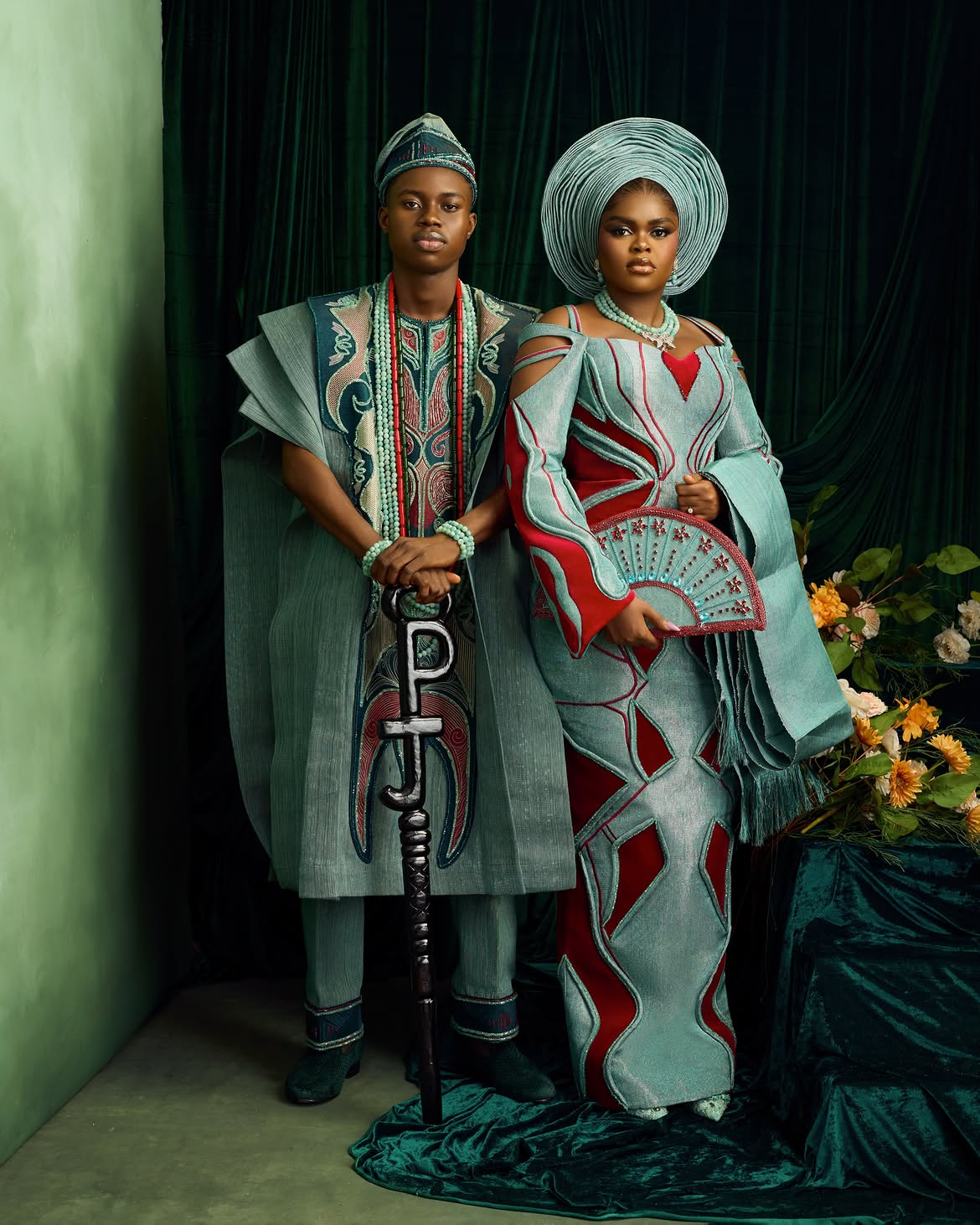 Jarvis and Peller's Aso-oke wedding outfit