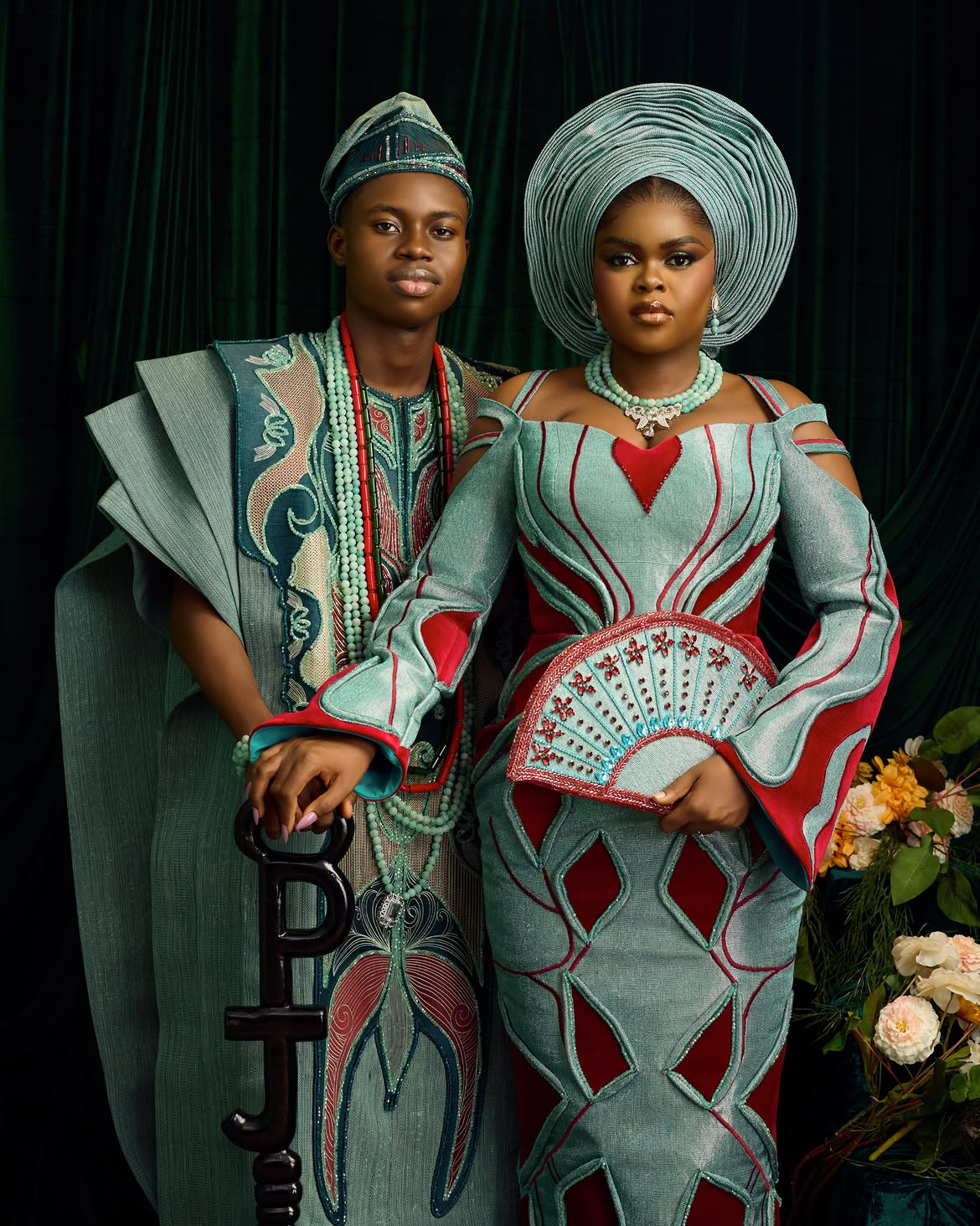 Jarvis and Peller's Aso-oke wedding outfit