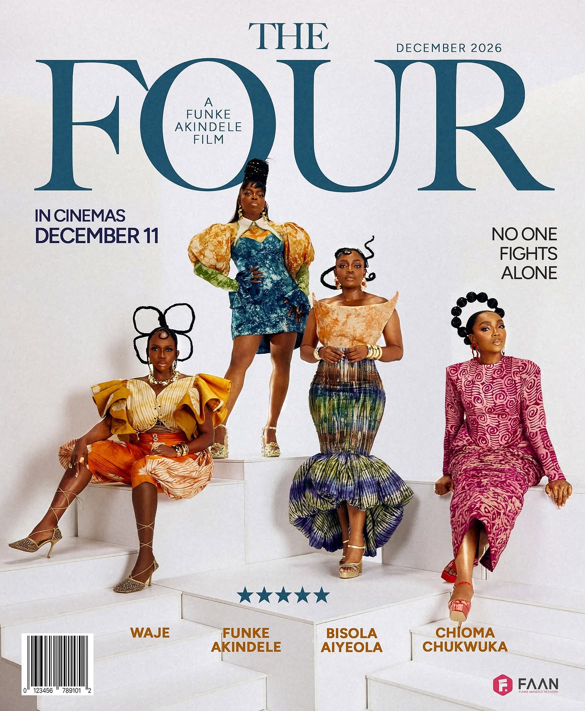 The Four cast wearing Adire outfits at the movie reveal