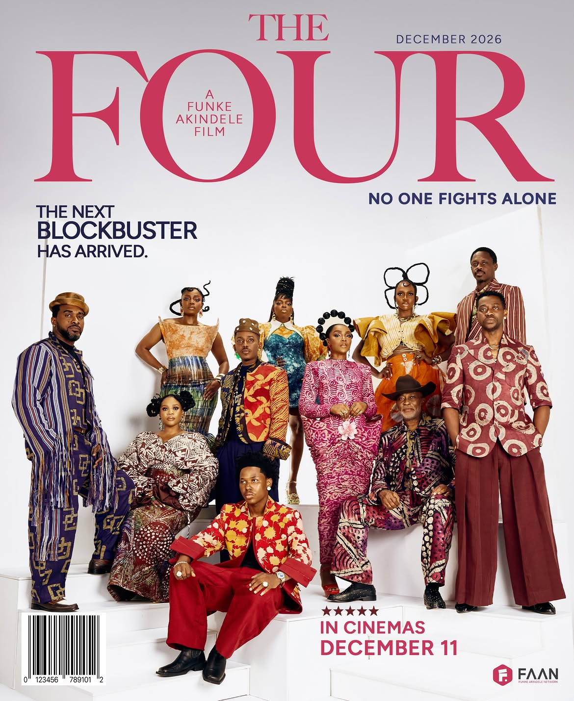 The Four cast wearing Adire outfits at the movie reveal