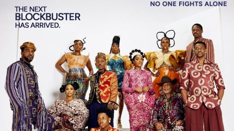 The Four cast wearing Adire outfits at the movie reveal