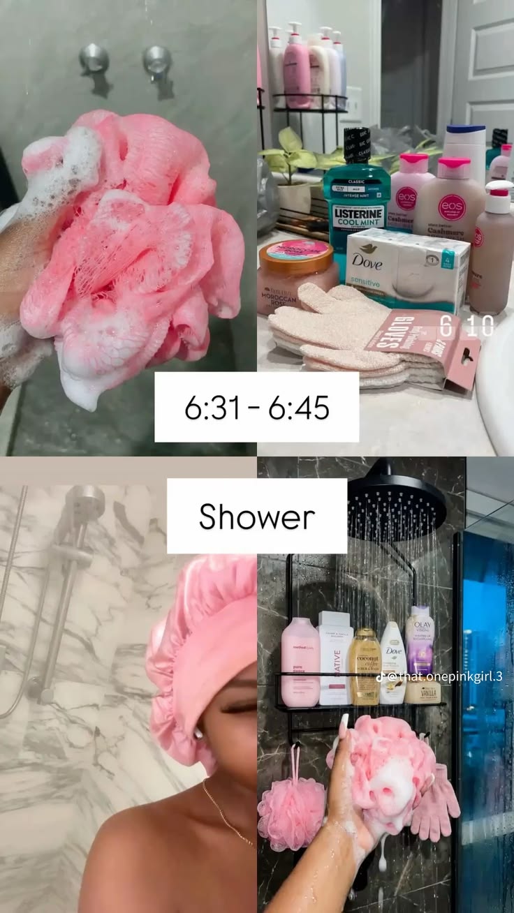 Black woman taking shower personal hygiene routine
