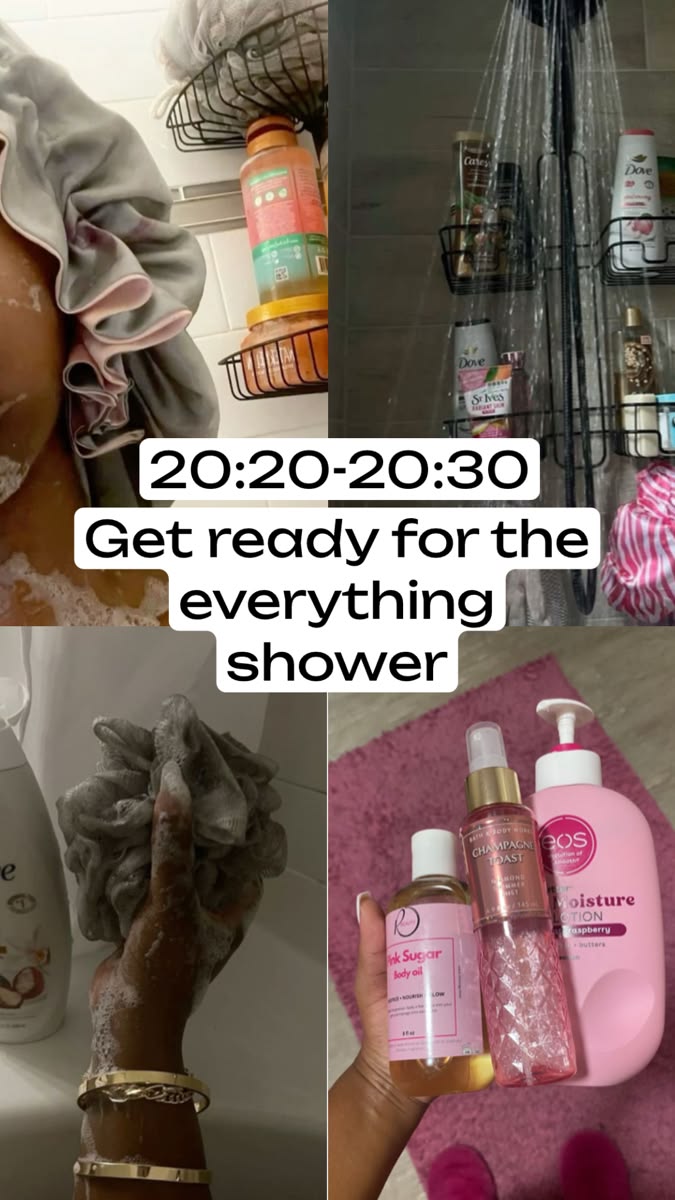 Black woman taking shower personal hygiene routine