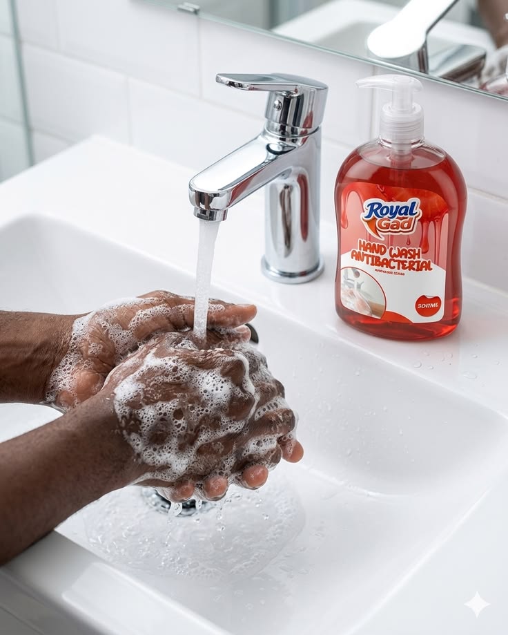 Black woman washing hands soap hygiene