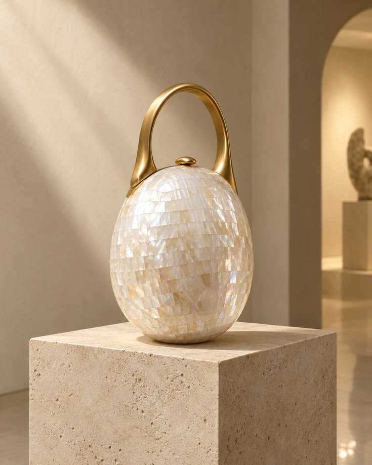 Structured statement handbag paired with a stylish outfit