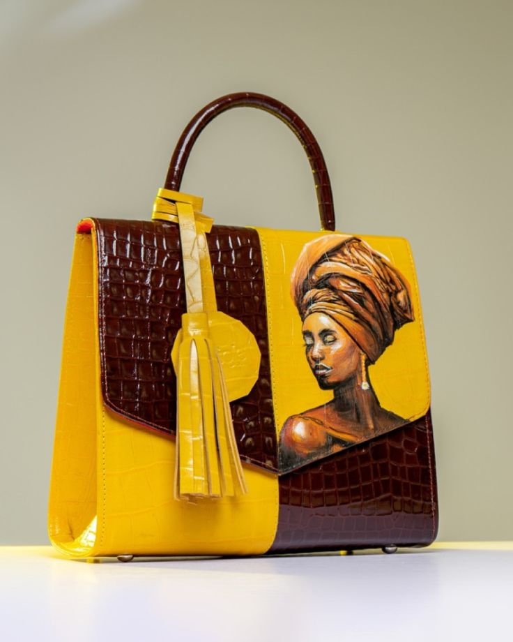 Nigerian designer handbag with a sculptural and artistic design