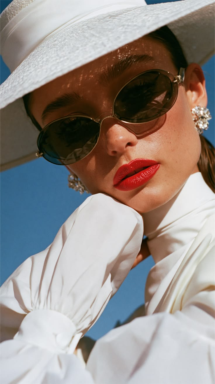 Woman wearing oversized statement sunglasses with a contemporary outfit